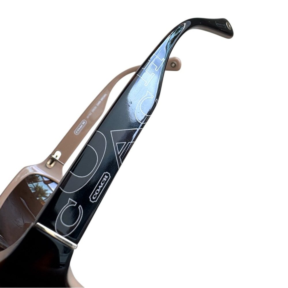 Coach Y2K Sunglasses – Brown Rectangular Frame with Logo Sides - Picture 4 of 7